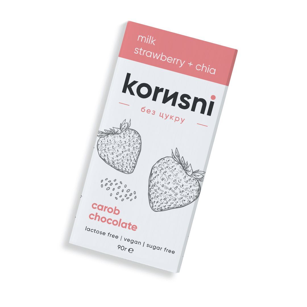 Шоколад молочний "Полуниця-Чіа" 90г Корисні