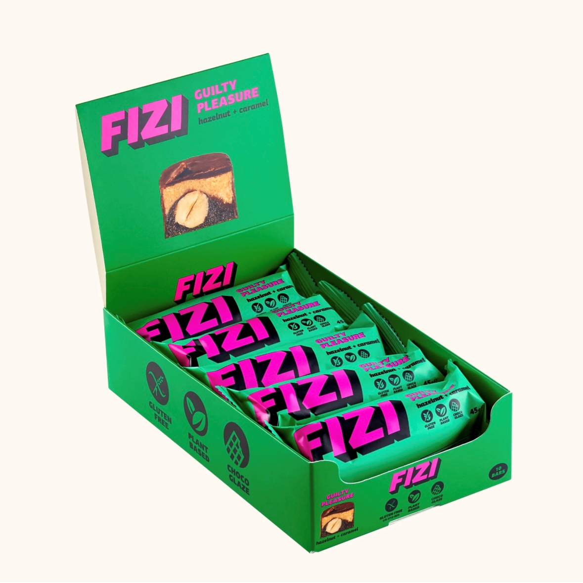 БАТОНЧИК FIZI "HEZELNUT+CARAMEL" Фундук-Карамель БЕЗ ЦУКРУ