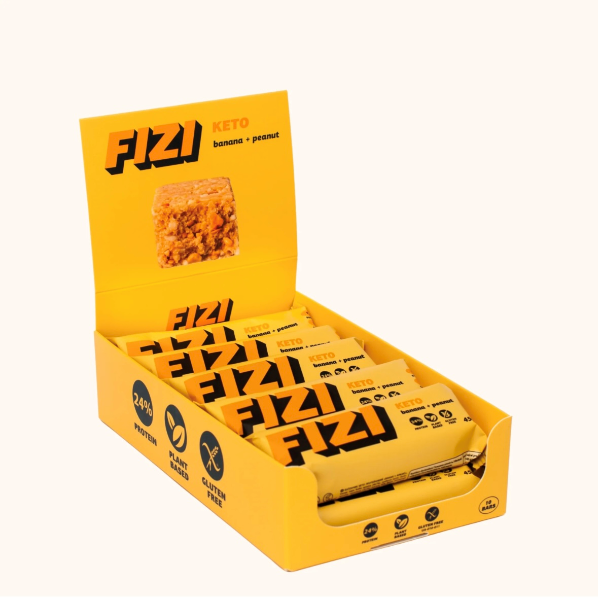 Батончик FIZI КЕТО "Banana + Peanut" Банан-Арахіс БЕЗ ЦУКРУ