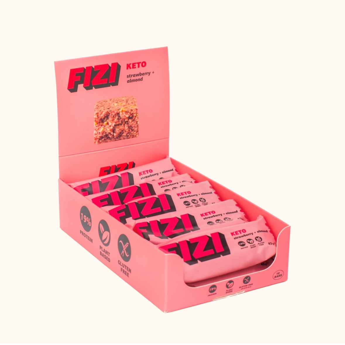 Батончик FIZI КЕТО "Strawberry + Almond" Полуниця-Мигдаль БЕЗ ЦУКРУ