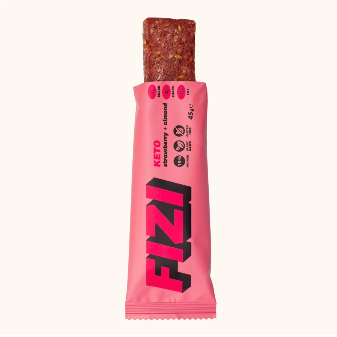 Батончик FIZI КЕТО "Strawberry + Almond" Полуниця-Мигдаль БЕЗ ЦУКРУ