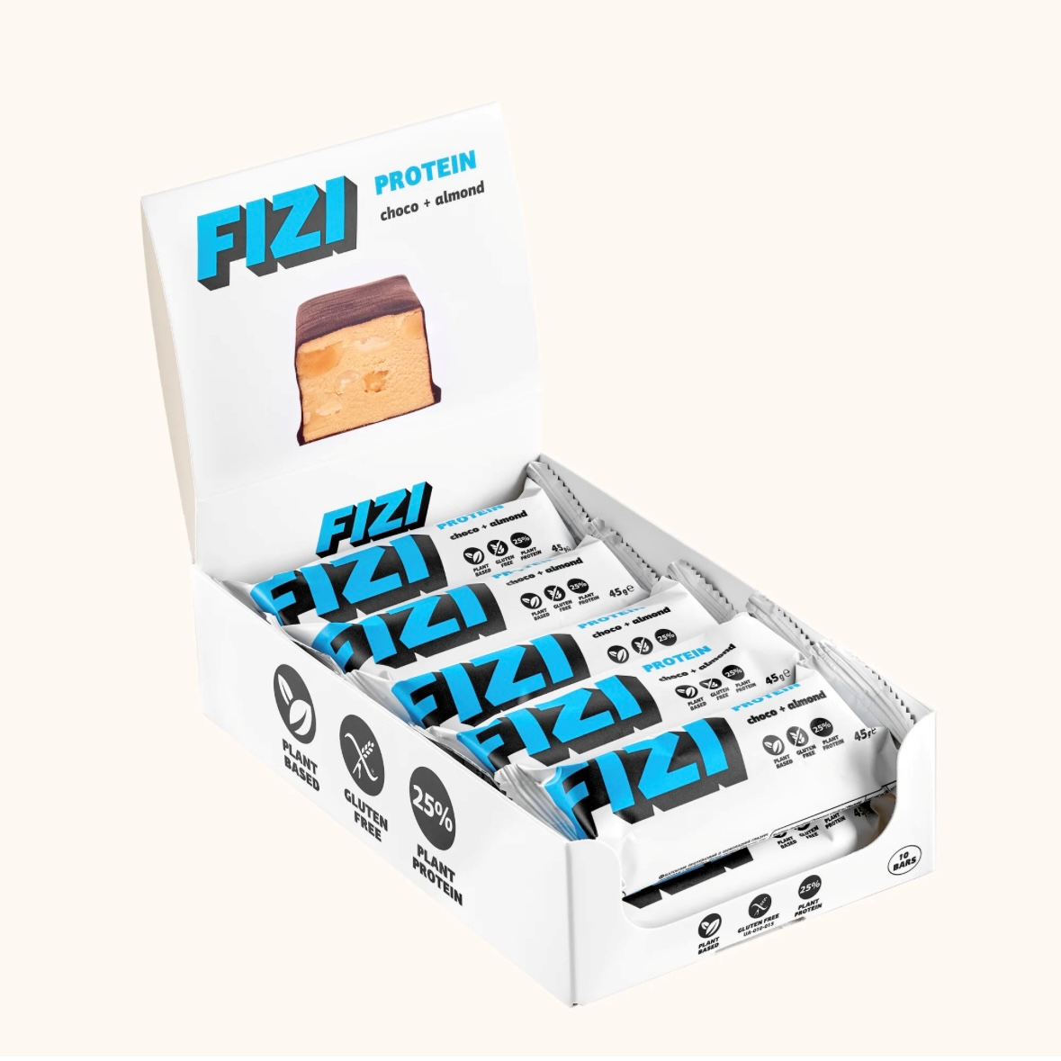 БАТОНЧИК FIZI ПРОТЕЇНОВИЙ "ALMOND+CHOCO" Мигдаль-Шоколад БЕЗ ЦУКРУ