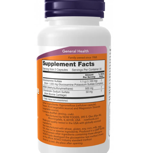 Для суглобів Глюкозамін-MSM NOW FOODS 60 капсул