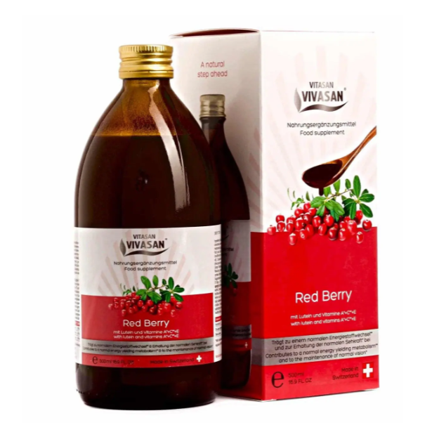 Сироп Червона Ягода з журавлиною та лютеїном RED BERRY A+C+E Вівасан Vivasan Швейцарія