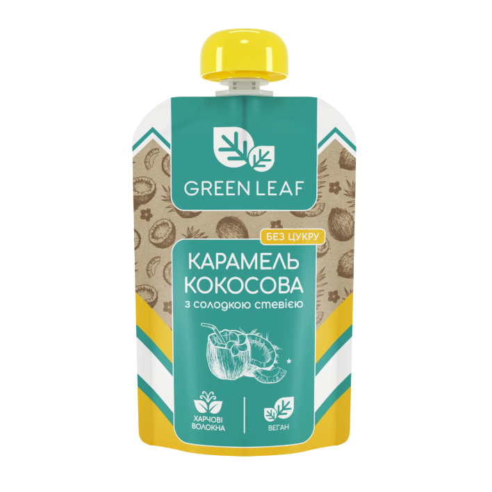 Карамель кокосова з солодкою стевією 90г Green Leaf