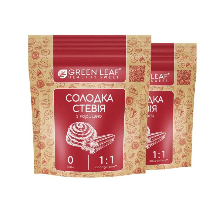 Солодка стевія з корицею 1:1 100г Green Leaf