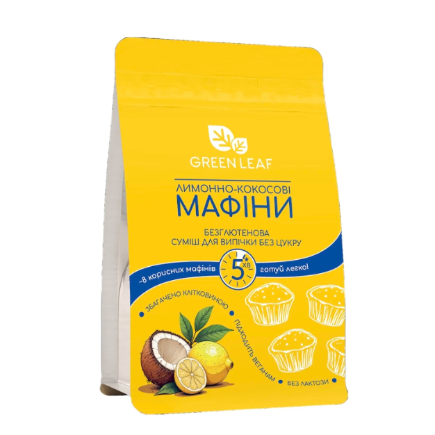 Суміш для випічки "Лимоно-кокосові мафіни" 300г Green Leaf