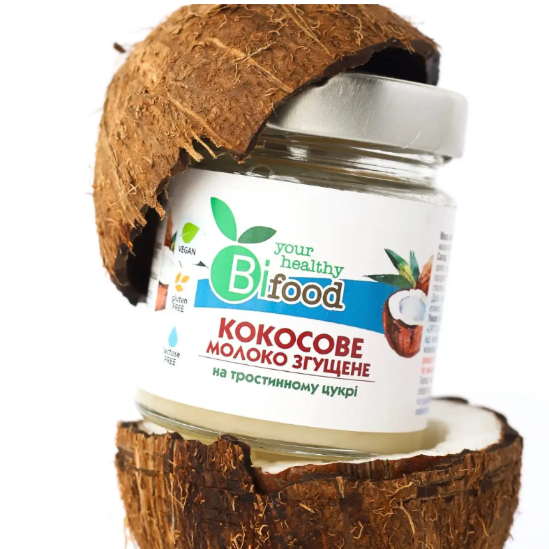 Згущене кокосове молоко на тростинному цукрі 240 г Bifood